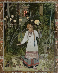 Vassilissa im Wald, Illustration aus dem russischen Volksmärchen 